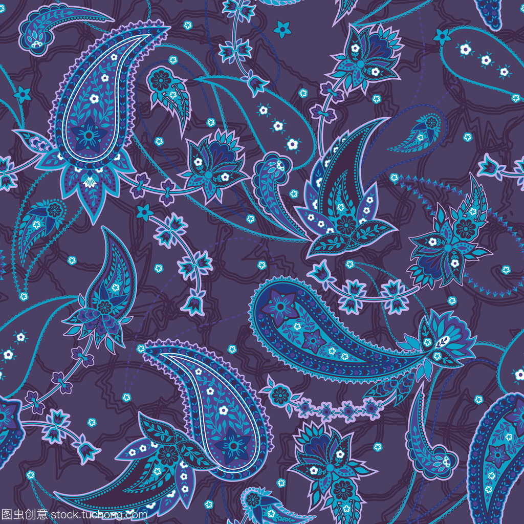 矢量無(wú)縫溫柔浪漫花佩斯利圖案