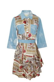 歐美春季新風(fēng)尚 牛仔花布連衣裙的百搭魅力